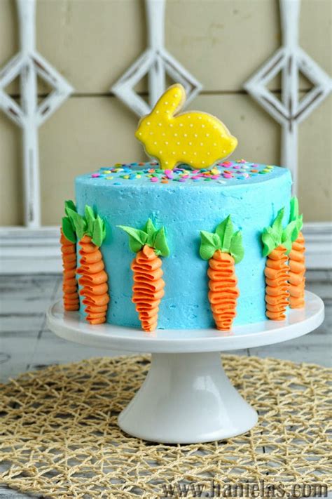 Hanielas Easter Cake Decorated With Buttercream Carrots And Pretty