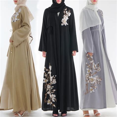 Uae Abaya Dubai Kaftan Arab Islam Women Long Floral Muslim Kimono Cardigan Hijab Dress Turkish