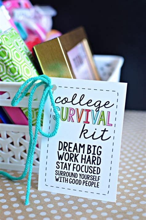 Have your graduate hand them out to all their friends or use them as party favors for all the graduates at the. college survival kit tag | Skip To My Lou | College ...