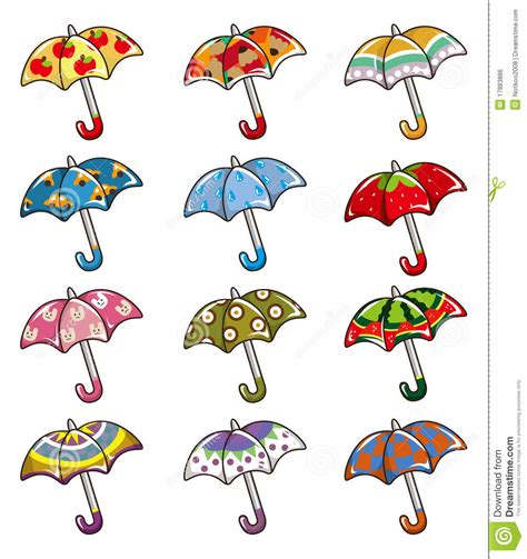 Cartoon Umbrellas Icon Stock Illustration Illustration Of