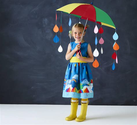 Rain sounds for sleep & study. Rainbow Party dress for girls in festival unicorn umbrella
