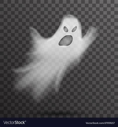 Angry Halloween White Scary Ghost Isolated Vector Image