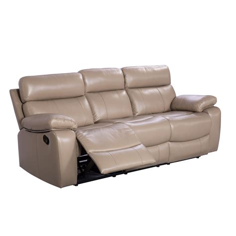 Bailey Beige Top Grain Leather Reclining Sofa