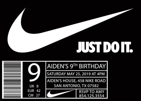 Nike Invitation Nike Shoe Birthday Party Invite Nike Etsy