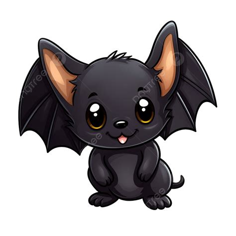 Cute Black Cartoon Bat Halloween Sticker Vector Illustration