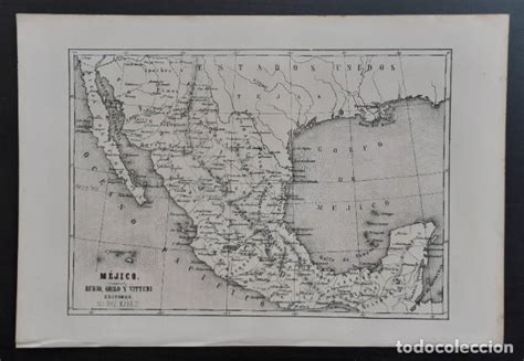 México Mapa Antiguo Del Siglo Xix Madrid 1 Comprar Cartografía
