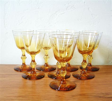 Vintage Amber Glasses Set Of 8 Ombre Wine By Thefrabjousday