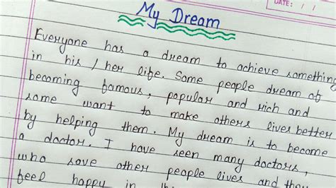 Essay On My Dream In English My Dream Short Essay Youtube