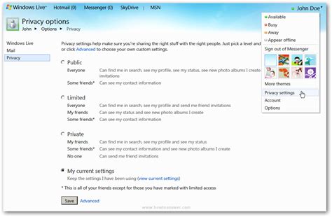 Change Or Update Windows Live Hotmail Profile And Privacy Settings