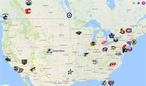 Nhl Map Teams Logos Sport League Maps Maps Of Sports Leagues
