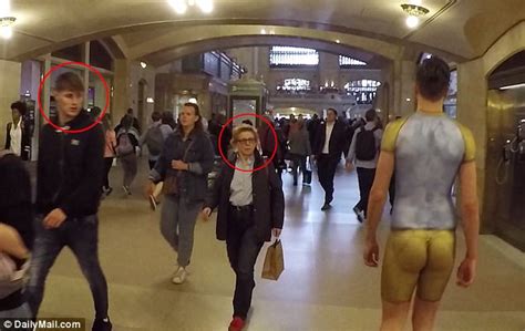 Model Walks Around New York City Wearing Only Body Paint Daily Mail Online