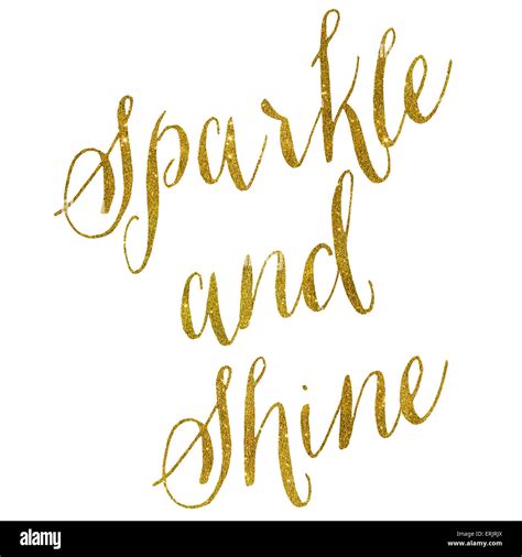Sparkle and Shine Gold Faux Foil Metallic Glitter Quote Isolated on