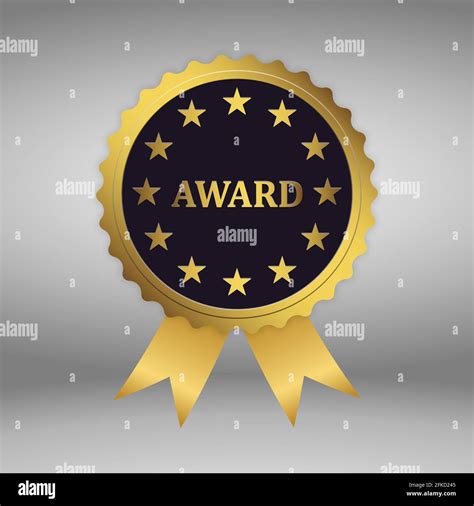 3d Gold Award Medals Rosettes With Golden Ribbons Template For Your