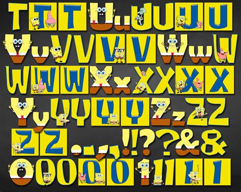 Spongebob Squarepants Alphabet Font Clipart Instant Download Etsy