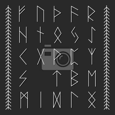 Naklejka Set Of Old Norse Scandinavian Runes Runic Alphabet Futhark