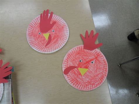 Little Red Hen Preschool Craft Handprint Paper Plate Red Crafts