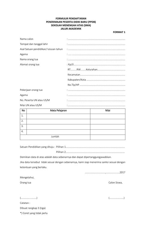 Contoh Formulir Pendaftaran Kerja Kantor Imagesee