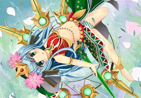 Wallpaper 2657x1859 Px And Barefoot Blue Dragons Eyes Flowers Green Hair Hikaru Long