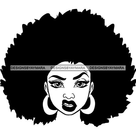 Afro Woman Svg Mean Face Afro Hairstyle Melanin Queen Nubian Etsy