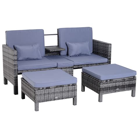 Sofa king can come along with a matching hocker to make your netflix nights even more comfortable. OUTSUNNY 3-TLG. POLYRATTAN Gartensofa Sofagarnitur ...