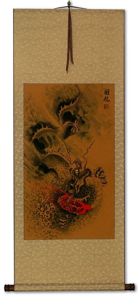 Antique Style Flying Chinese Dragon Wall Scroll Tigers And Dragons