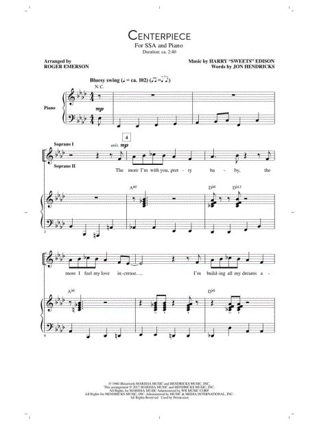 Roger Emerson Centerpiece Arr Roger Emerson Ssa Choir Piano Choral Sheet Music In F Minor