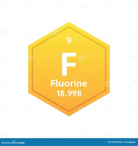 Fluorine Symbol Chemical Element Of The Periodic Table Vector Stock