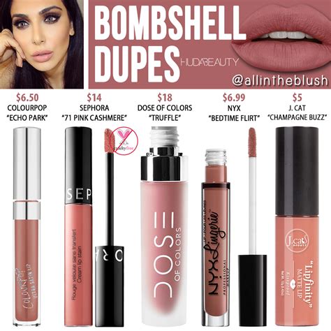 Huda Beauty Bombshell Liquid Matte Lipstick Dupes All In The Blush