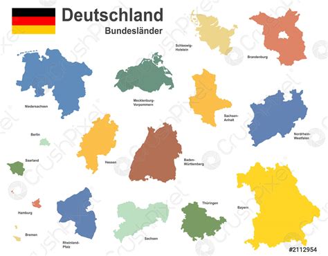 Germany And Federal States Stock Vector 2112954 Crushpixel