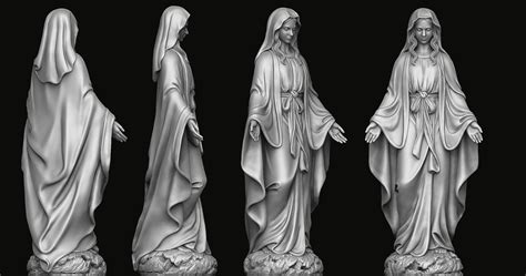 Archivo Stl Estatua De La Virgen María Modelo Impreso En 3d・objeto