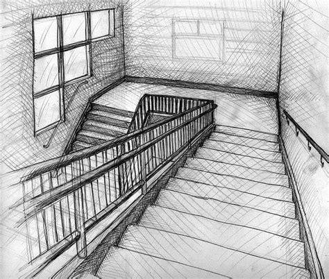 Stairs Perspective Drawing Architecture Perspective Art Perspective