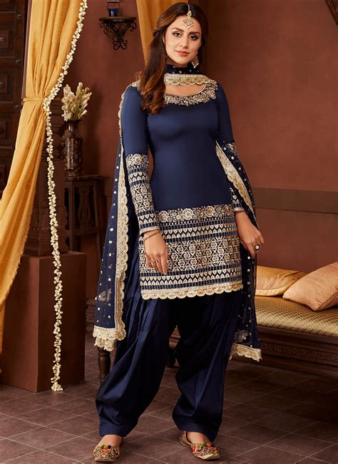 Navy Blue And Gold Embroidered Punjabi Suit Lashkaraa Suit Designs Patiyala Dress Punjabi Dress