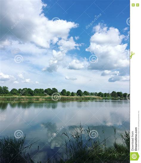 Cloudy Sky Reflected In The River Stock Image Image Of Cumulus