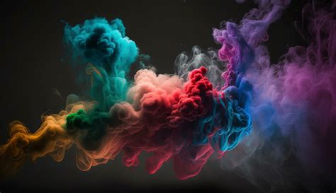 Abstract Colorful Of Smoke Background Neon Light Through Smoke Or Fog