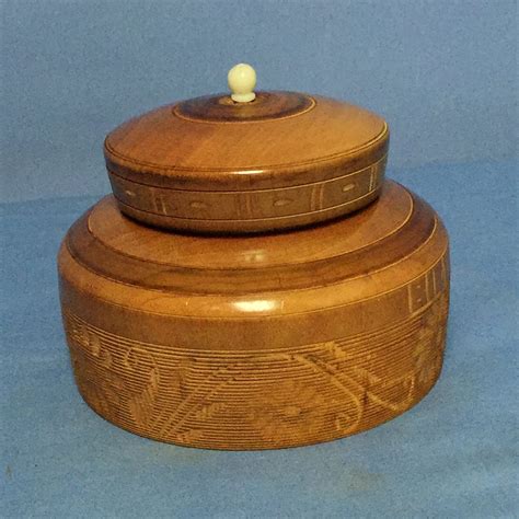 Vintage Round Trinket Box Carved Wooden Box Lidded Box Etsy