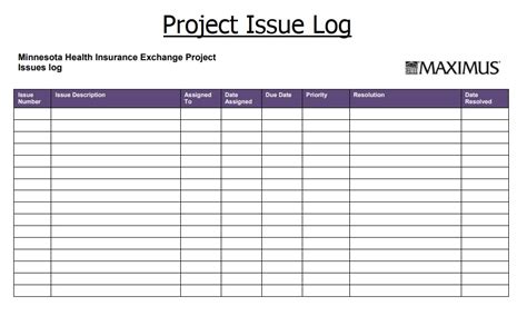 Project Issues Log Template Free Log Templates