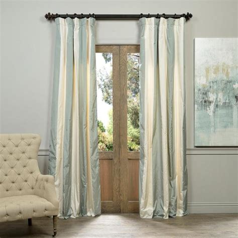 Shop Exclusive Fabrics Sweden Faux Silk Taffeta Stripe Curtain Panel