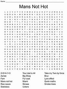 Mans Not Word Search Wordmint