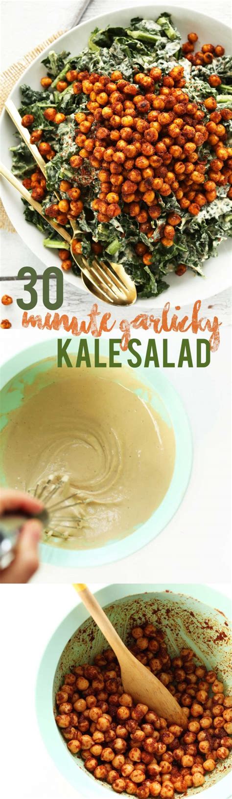 Kale Salad With Tandoori Roasted Chickpeas Minimalist Baker Recipes
