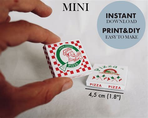 Instant Download Printable Pizza Box With Pizza Miniature 112