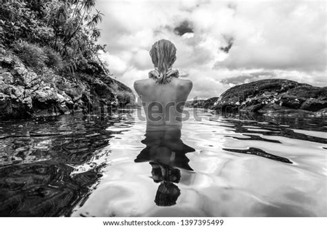 Rear View Beautiful Naked Woman Bathing Shutterstock