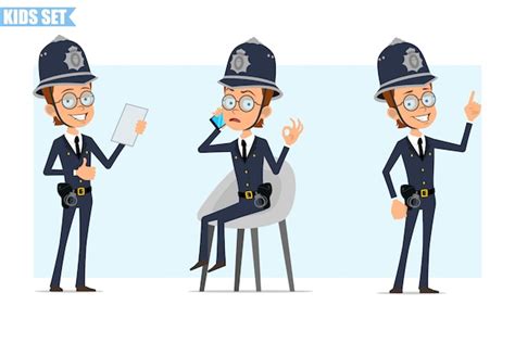 Premium Vector Cartoon British Policeman Boy Character Set