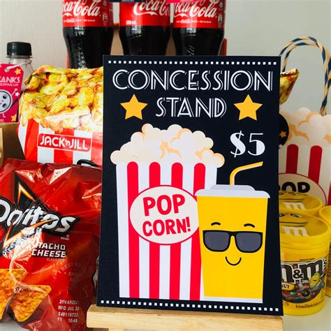 Movie Night Concession Stand Sign Editable Printable Etsy