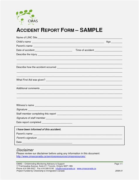 045 Form Templates Accident Incident Report Small Business Within