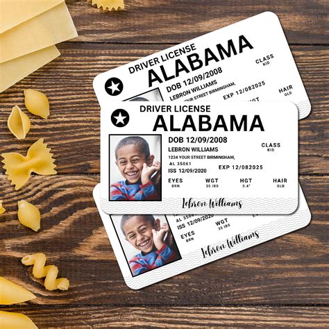 Alabama Driver License Template Child Identification Safety Id Card