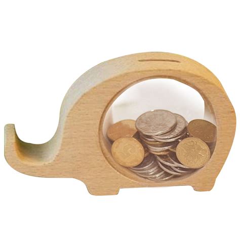 Coofit Coin Bank Creative Wood Animal Shape Coin Saving Box Money