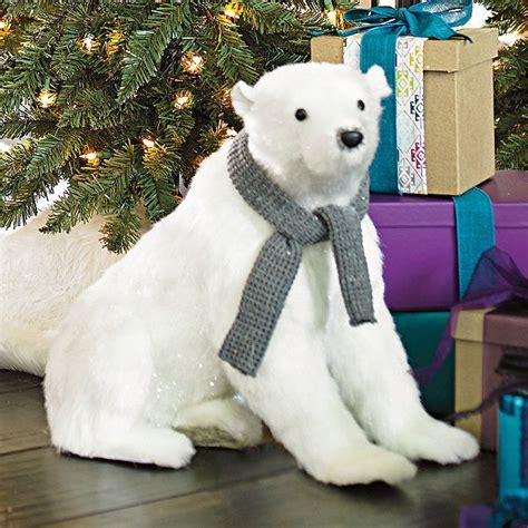 Sitting Polar Bear With Scarf Polar Bear Christmas Polar Bear