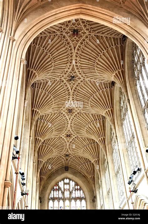 The Intricate Fan Vaulted Ceiling Of Bath Abbey Somerset England