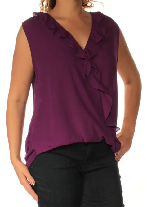 Inc Inc Womens Purple Sleeveless V Neck Top Size L