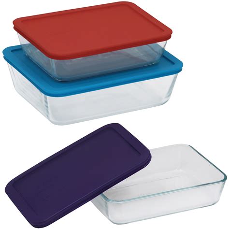 Pyrex Simply Store Glass Stoage Container Multi Color 6 Piece